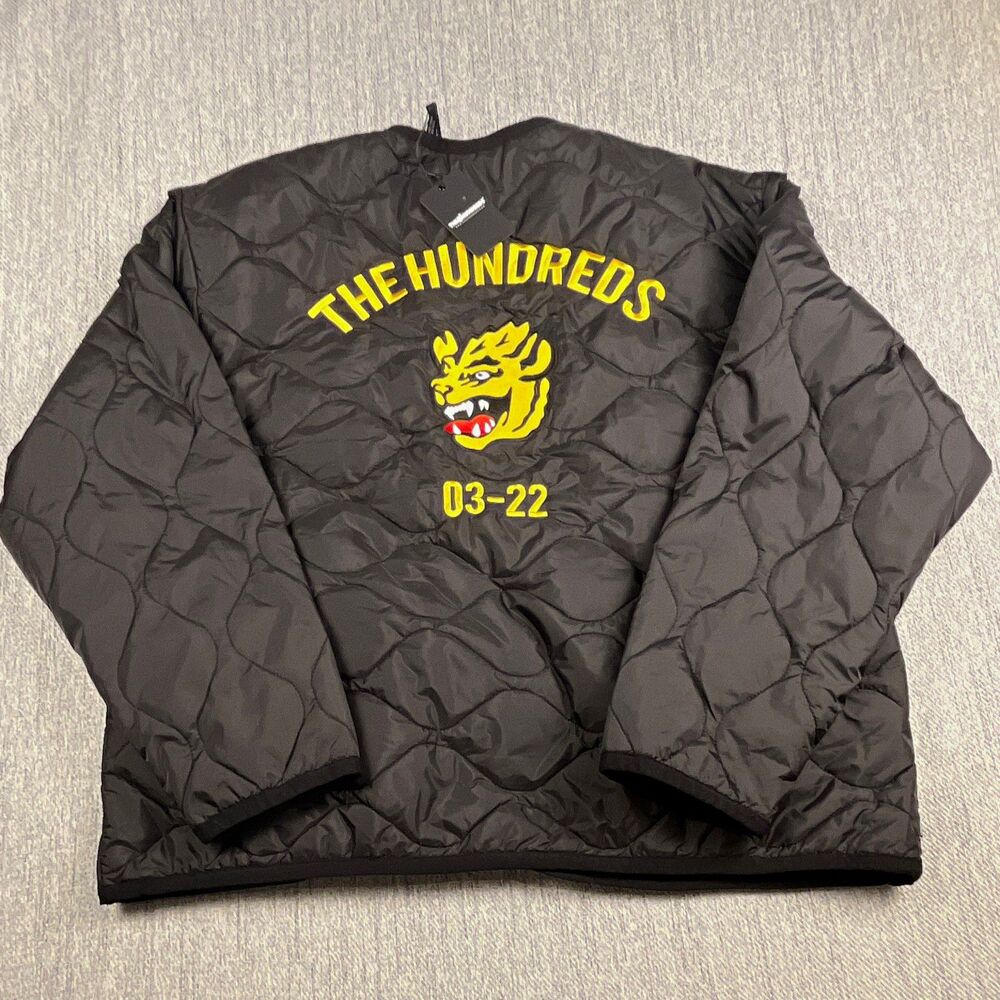 The Hundreds Airliner Quilted Jacket Black 2XL XXL Hyena Tiger Streetwear NWT